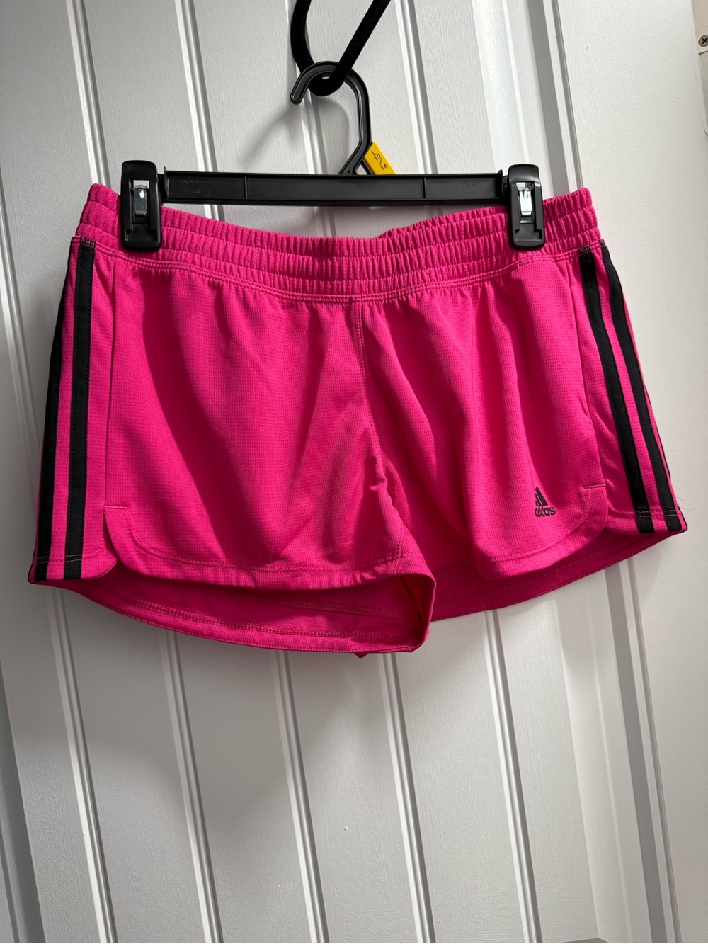 adidas Women's Bright Pink Athletic Shorts with Black Side Stripes